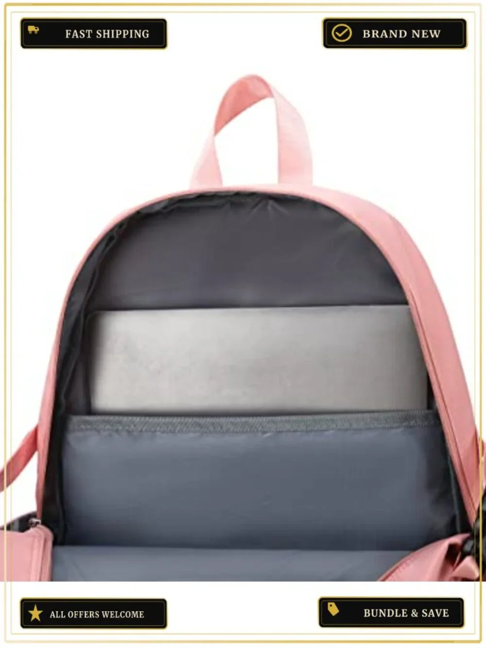Waterproof 3-Piece School Backpack Set with Laptop Sleeve, Lunch Bag & Pencil